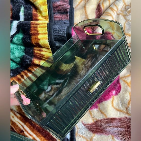 NEW Green Acrylic Set Jewelry Earring Rings Makeup 360 Organizer Pill Organized - Picture 2 of 6